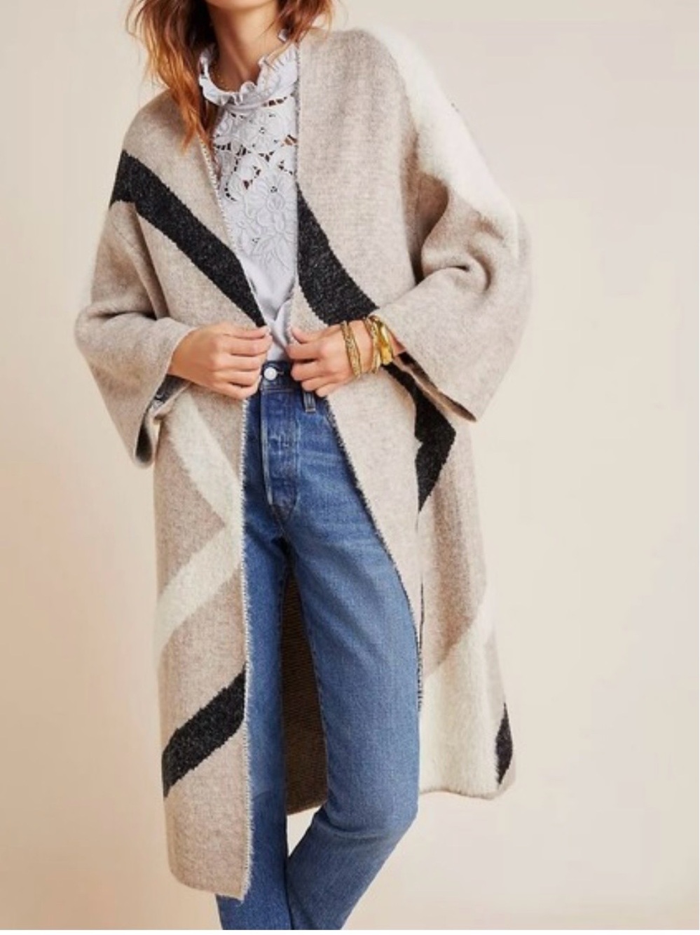 Akemi & Kin x Anthropologie Antonia eyelash Cardigan / coatigan